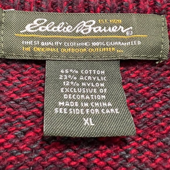 Eddie Bauer Men's Maroon knitted Print Crew Pullover Sweater XL - Picture 4 of 4
